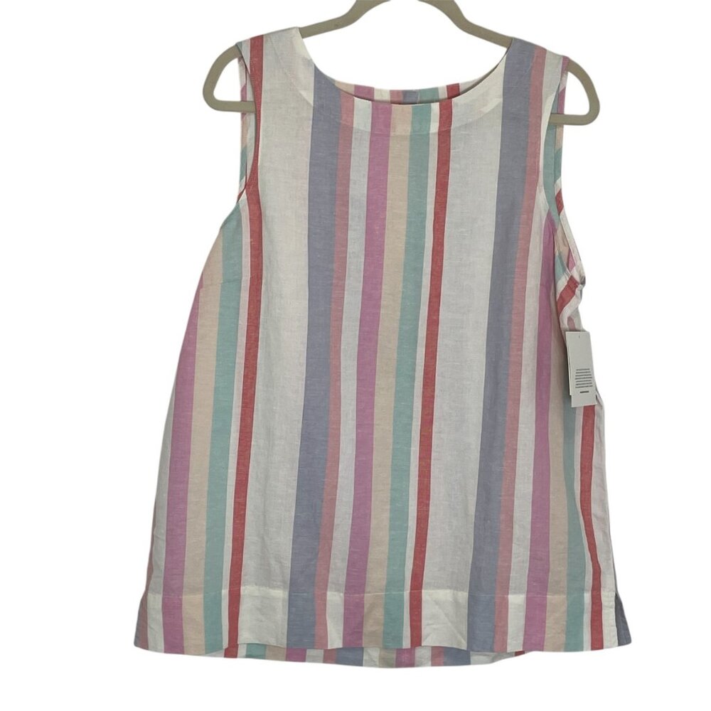 Ellen Tracy Top‎ Womens L Sleeveless Tunic Linen Cotton Blend NWT
